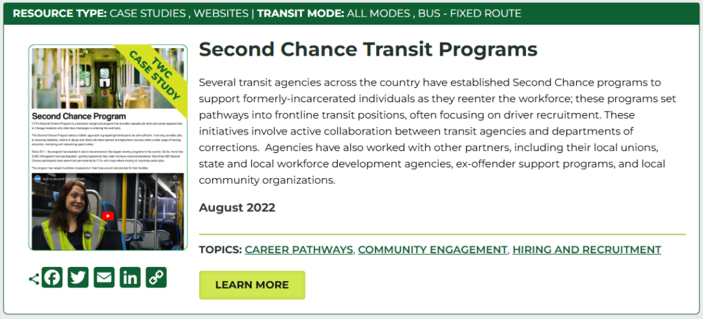 Sample resource on second chance programs